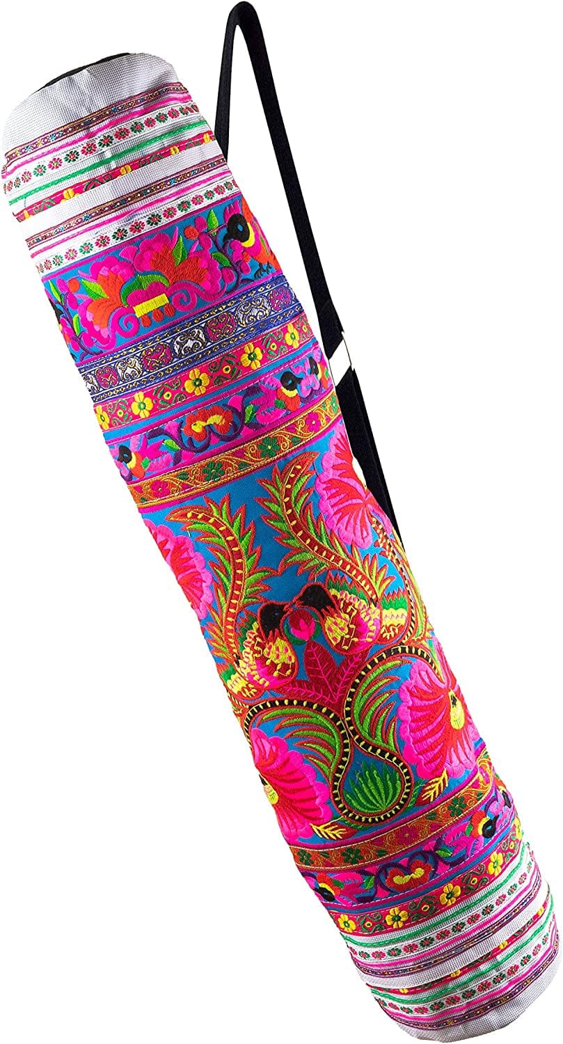 Cccollections Yoga Pilates Mat Bags Carriers - Embroidered Adjustable Carry Strap Yoga Bag Unique Bohemian