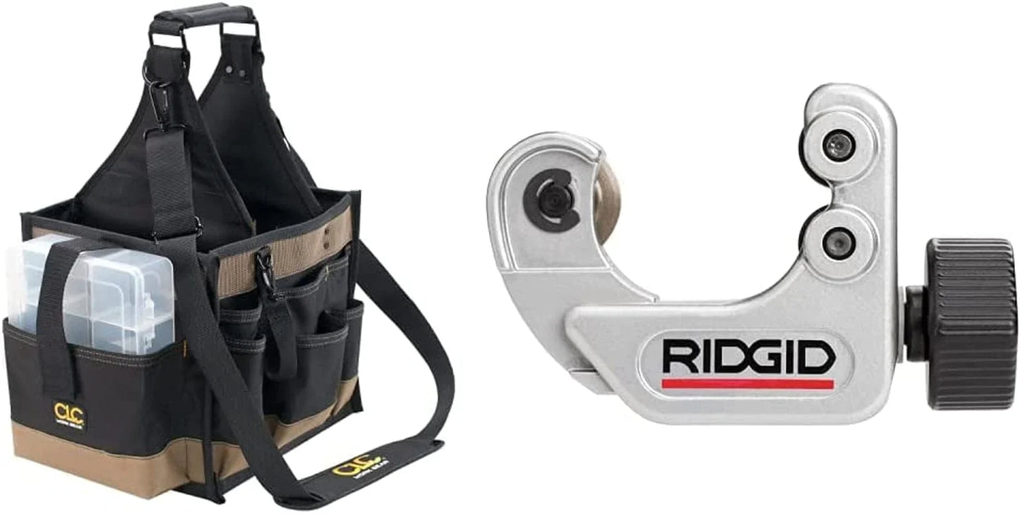 CLC Custom Leathercraft 1528 Large Electrical and Maintenance Tool Carrier & Klein Tools 32581 4-In-1 Electronics Screwdriver Set with Precision Machines Bits: 2 Slotted, 2 Phillips, 4-Piece