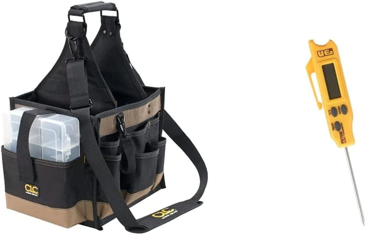 CLC Custom Leathercraft 1528 Large Electrical and Maintenance Tool Carrier & Klein Tools 32581 4-In-1 Electronics Screwdriver Set with Precision Machines Bits: 2 Slotted, 2 Phillips, 4-Piece