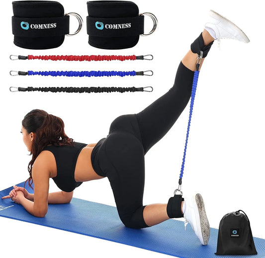 Comness Ankle Resistance Bands with Cuffs. Leg/Booty Resistance Bands for Working Out, Kickbacks, and Glute Exercises. Our Ankle Strap Can Be Used Separately for Connection to the Cable Machine.