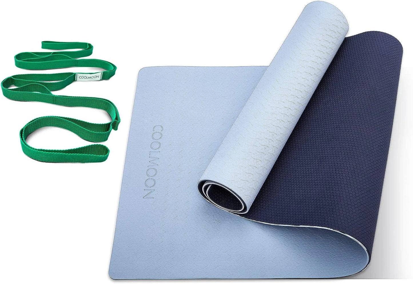 COOLMOON 1/4 Inch Extra Thick Yoga Mat Double-Sided Non Slip,Yoga Mat for Women and Men,Fitness Mats with Carrying Strap,Eco Friendly TPE Yoga Mat , Pilates and Exercises Mat