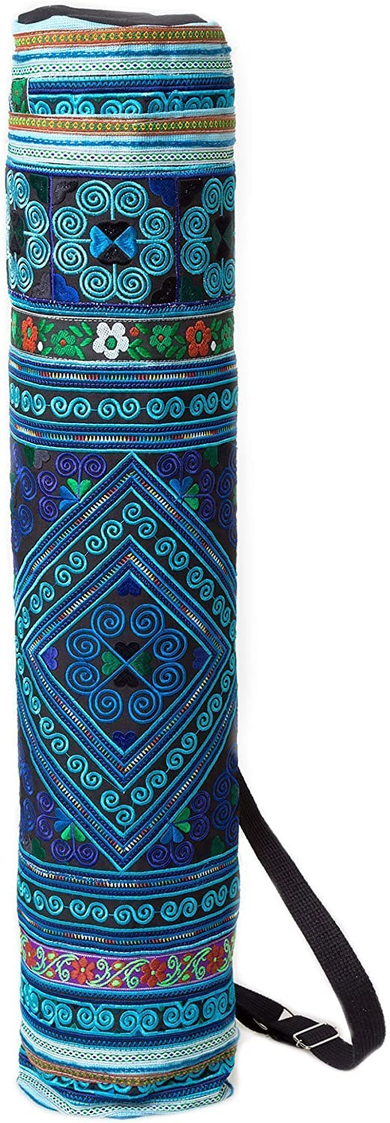 Changnoi Handmade Yoga Mat Bag with Hmong Tribes Embroidery from Thailand