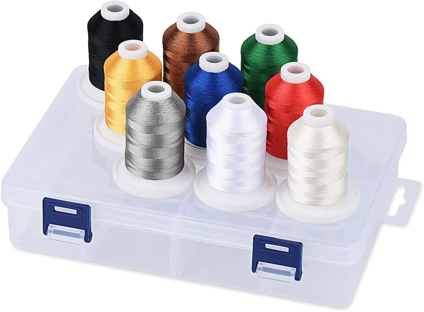 Simthread Embroidery Thread with Storage Box - 12 Options - 800 Yards/Spools, 9 Regular Colors for Embroidery and Sewing Machine