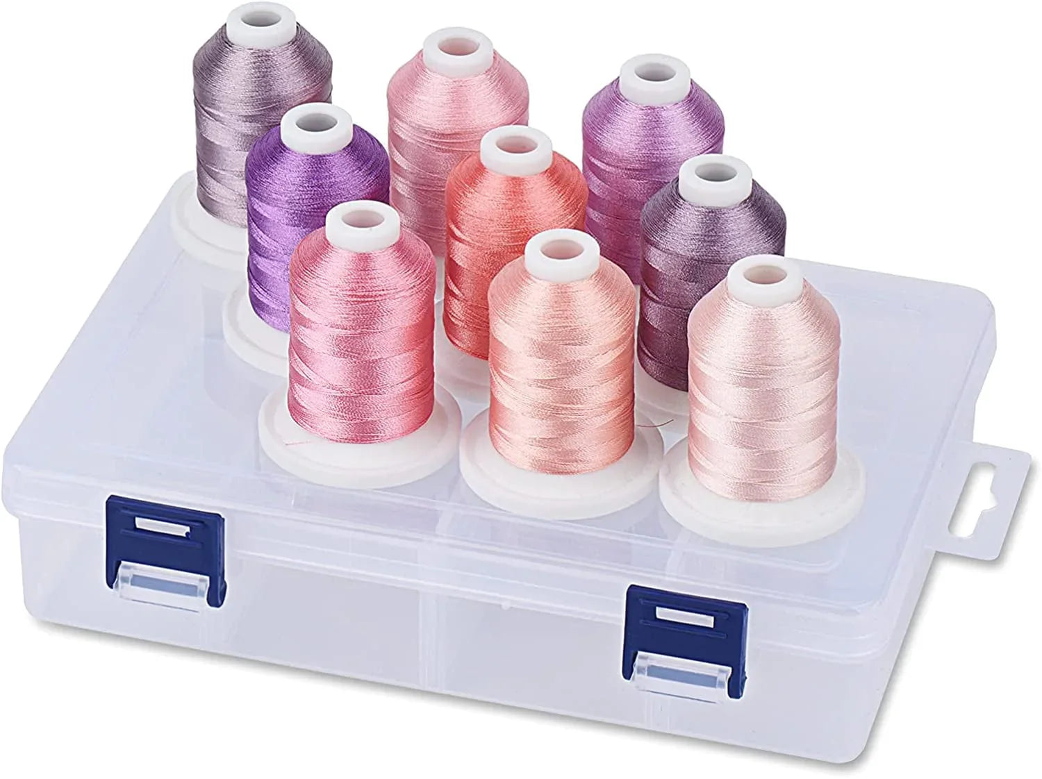 Simthread Embroidery Thread with Storage Box - 12 Options - 800 Yards/Spools, 9 Regular Colors for Embroidery and Sewing Machine