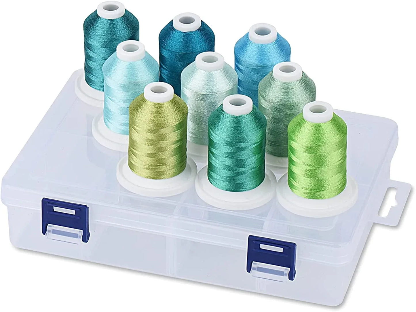 Simthread Embroidery Thread with Storage Box - 12 Options - 800 Yards/Spools, 9 Regular Colors for Embroidery and Sewing Machine
