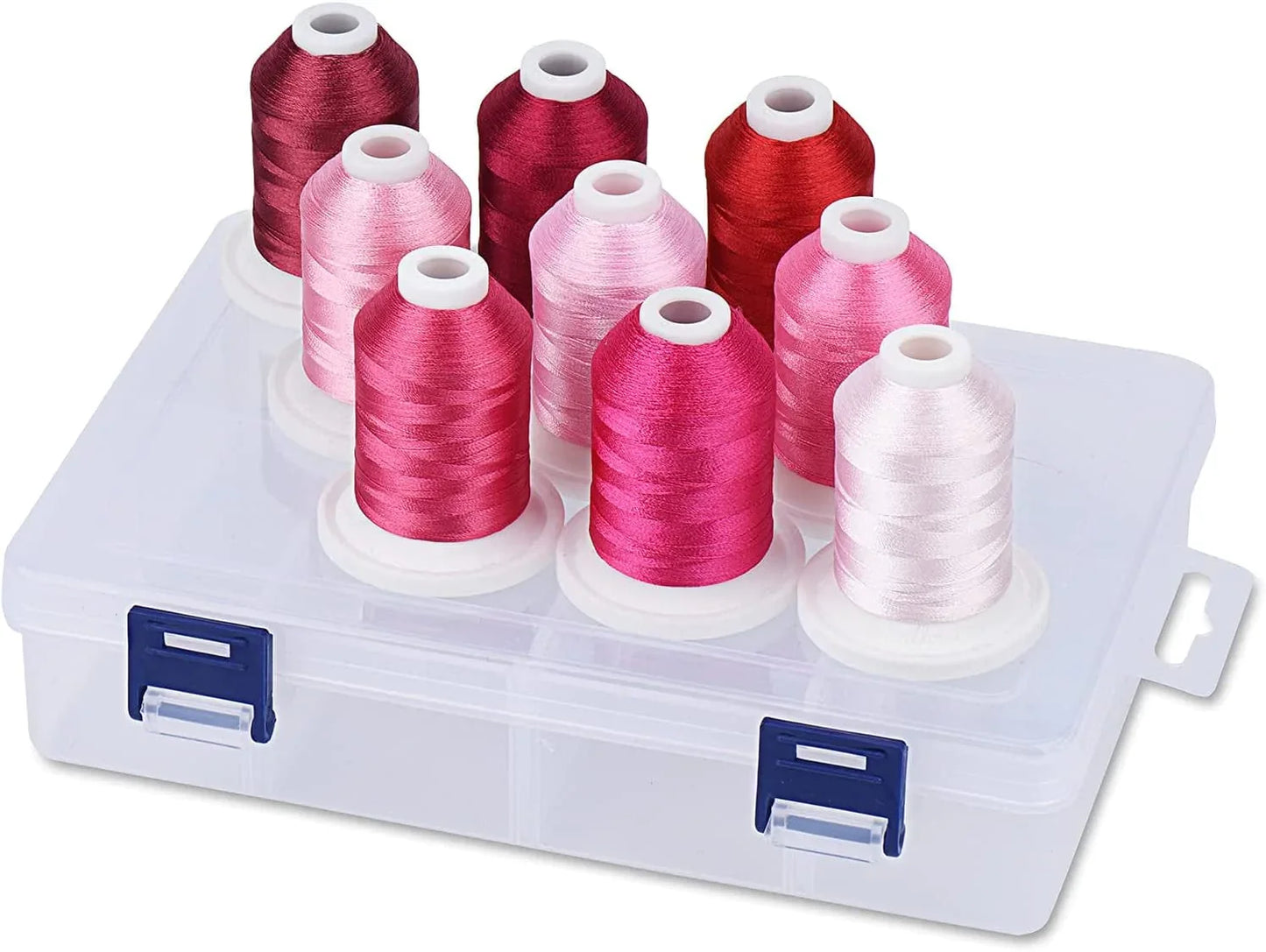 Simthread Embroidery Thread with Storage Box - 12 Options - 800 Yards/Spools, 9 Regular Colors for Embroidery and Sewing Machine