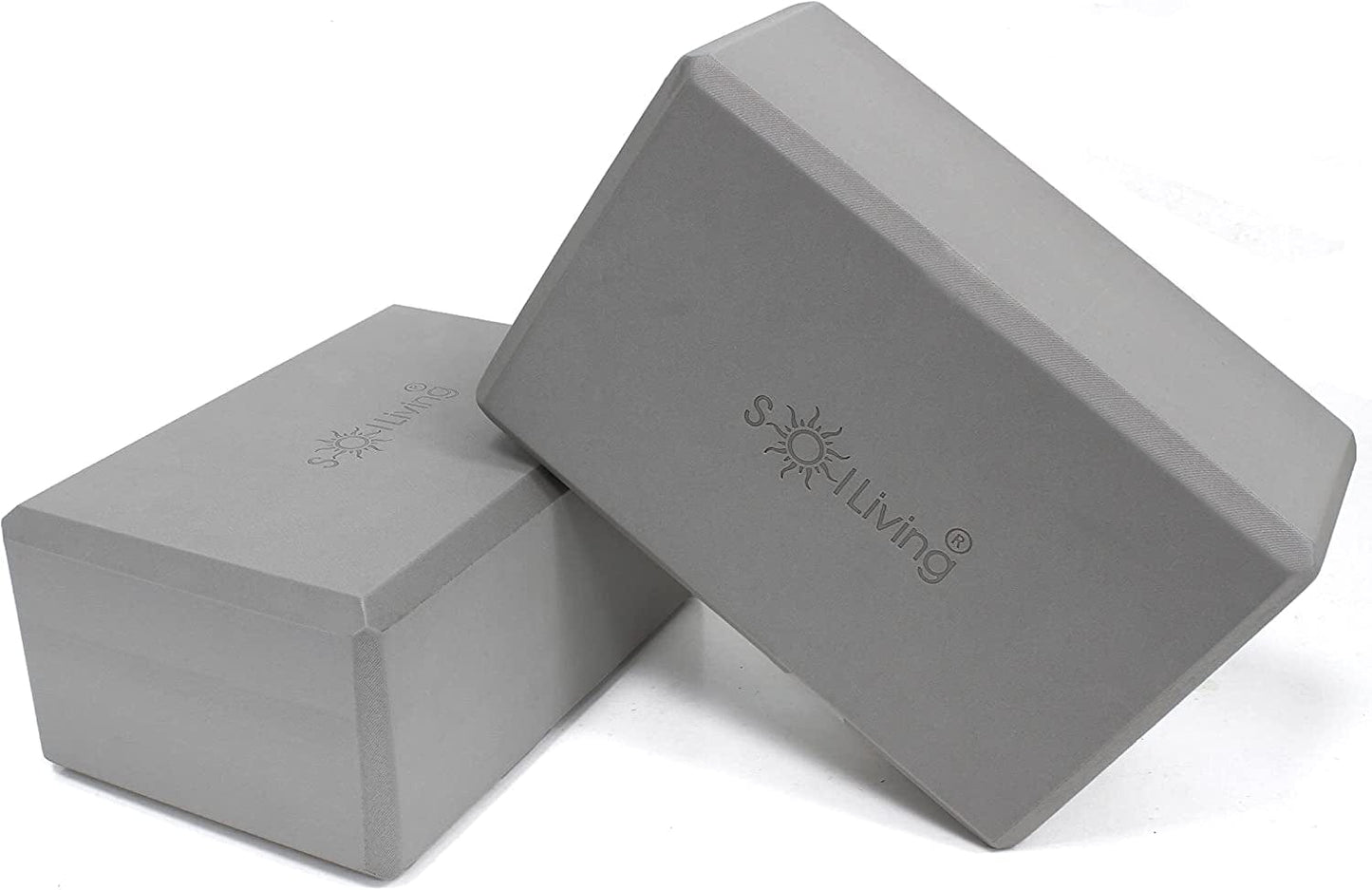 Sol Living Yoga Blocks 2 Pack High Density EVA Foam Yoga Cushion Stretching Pilates Meditation Exercise Equipment Support Deepen Poses Odor Free Non Slip Yoga Accessories - 4" X 6" X 9"