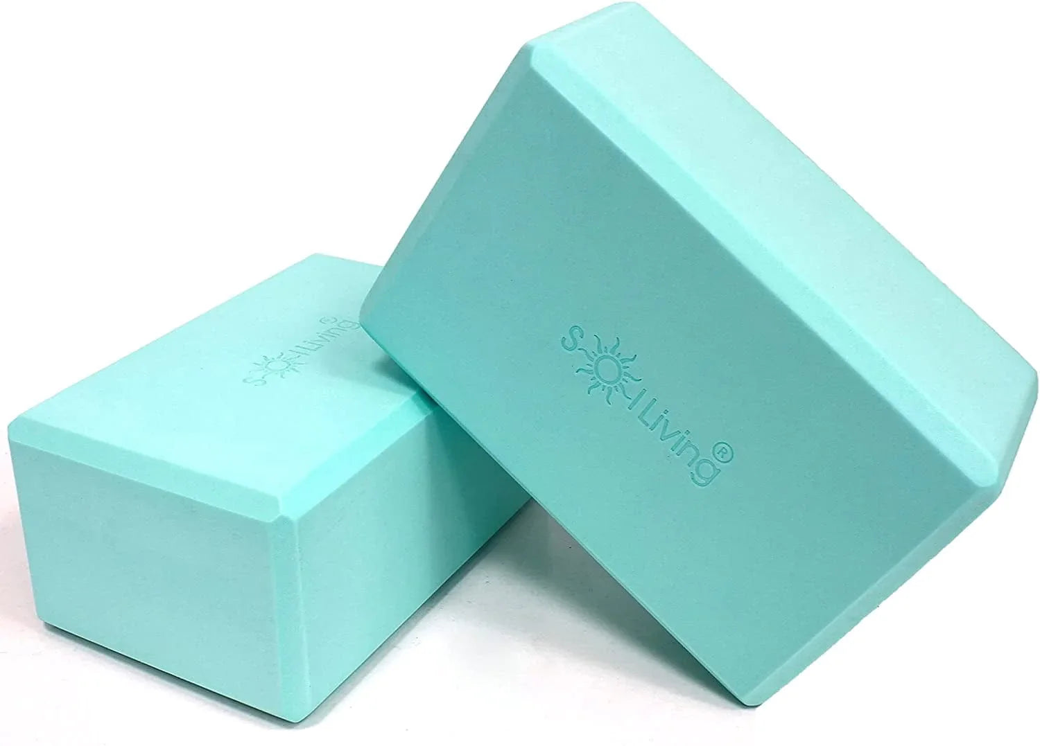 Sol Living Yoga Blocks 2 Pack High Density EVA Foam Yoga Cushion Stretching Pilates Meditation Exercise Equipment Support Deepen Poses Odor Free Non Slip Yoga Accessories - 4" X 6" X 9"