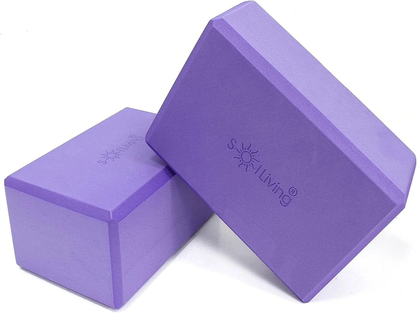 Sol Living Yoga Blocks 2 Pack High Density EVA Foam Yoga Cushion Stretching Pilates Meditation Exercise Equipment Support Deepen Poses Odor Free Non Slip Yoga Accessories - 4" X 6" X 9"