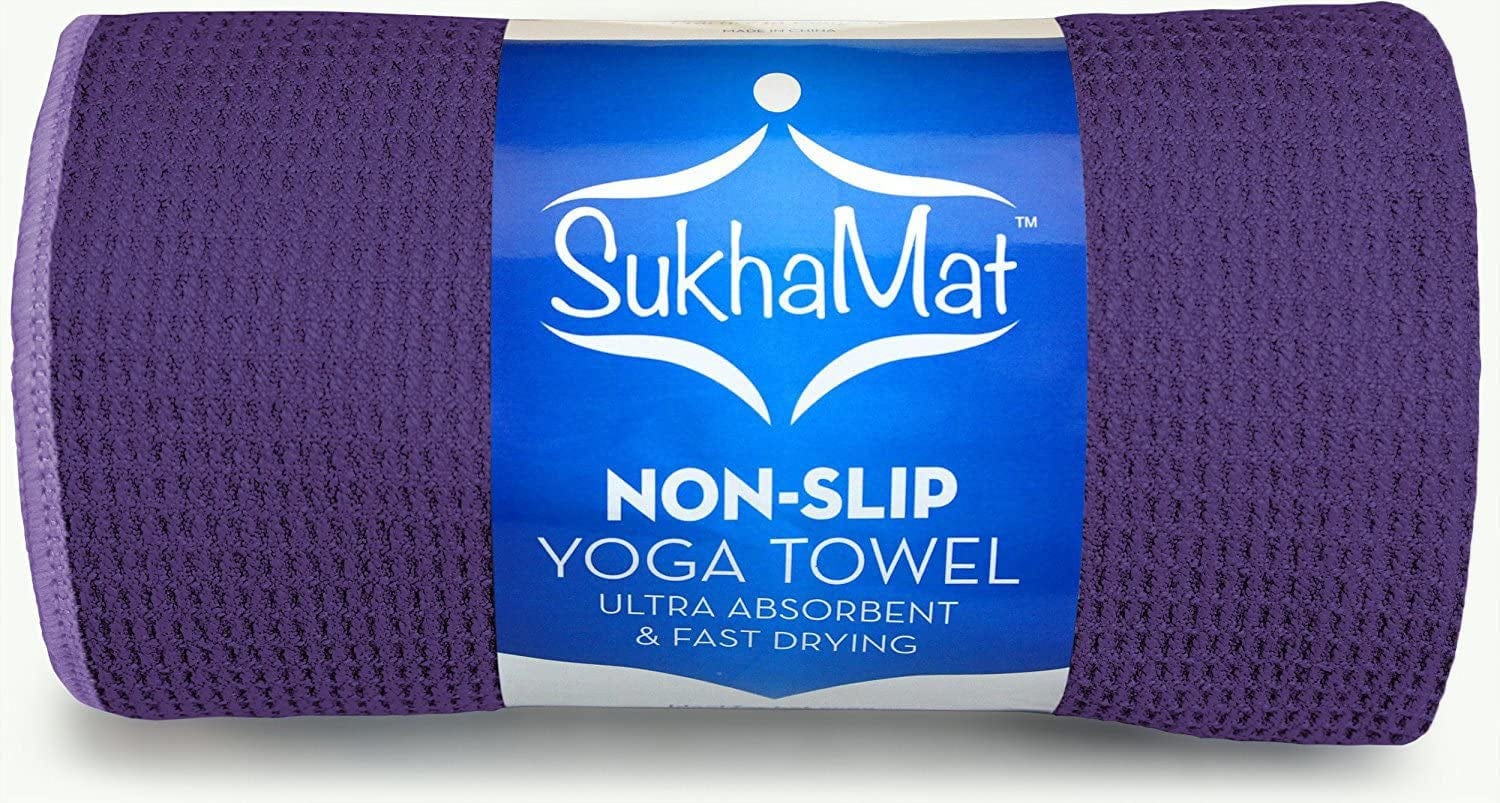 Sukhamat Hot Yoga Towel Sticky Weave Mat-Sized Non Slip Yoga Towel, Ultra Absorbent, Fast Drying, Bikram/Ashtanga/Hot Yoga Towel - Durable Microfiber, 24” X 72"