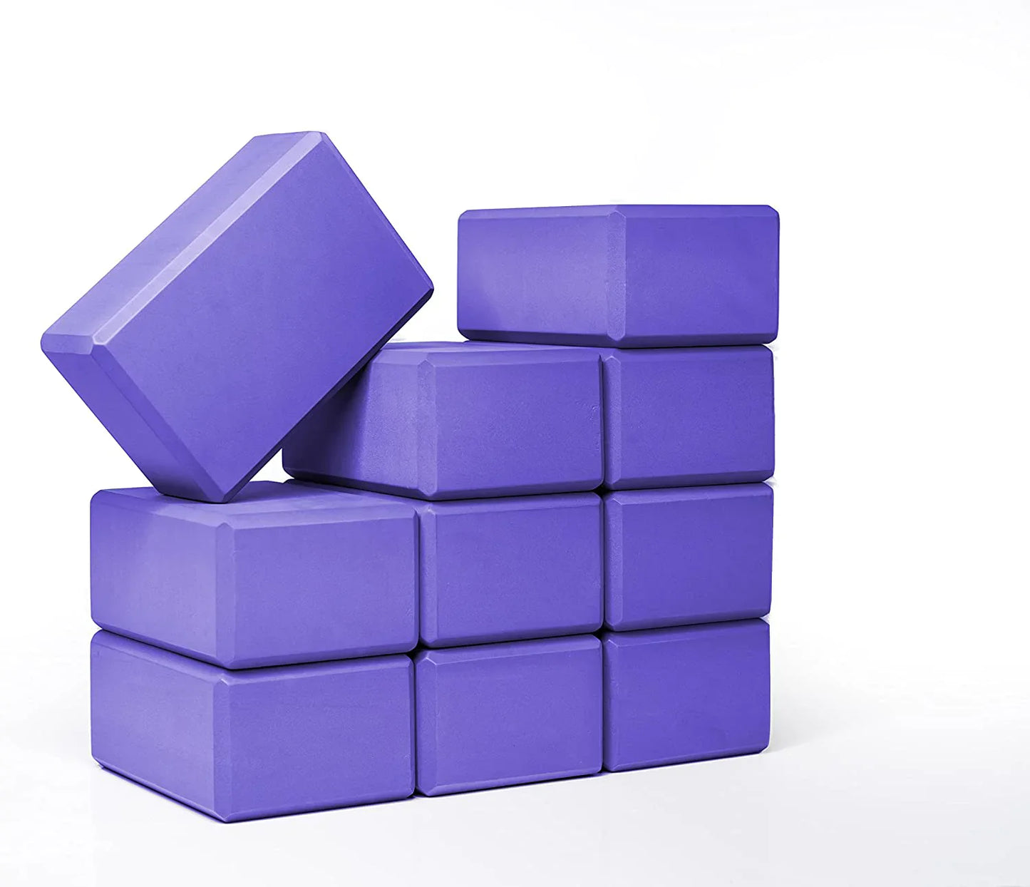 Sunshine Yoga - 4” Yoga Block - Studio 10-Pack - EVA Foam - Support and Deepen Poses - Improve Strength - Aid Balance and Flexibility (4 X 6 X 9 Inches)