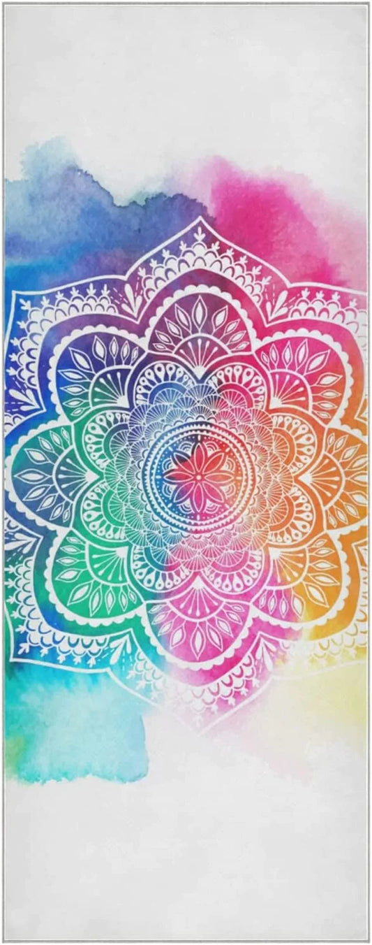 Susiyo Coloful Mandala Yoga Towel with Storage Mesh Bag Soft Sweat Absorbent Non Slip Hot Yoga Towels Ideal for Women & Men Travel 73" X 27"