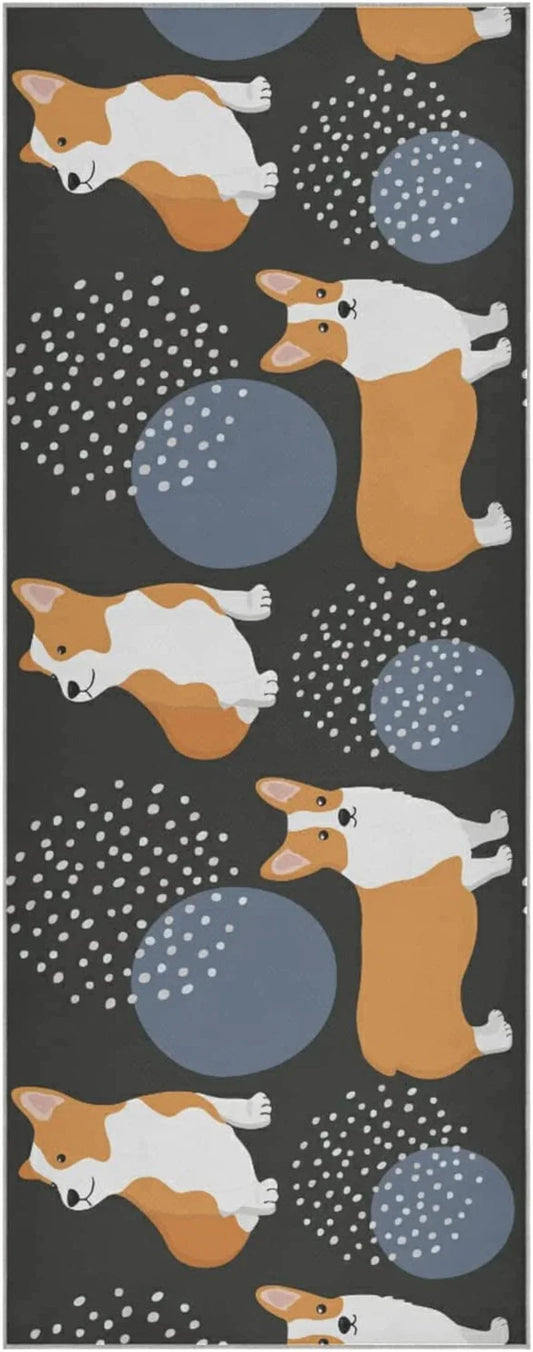 Susiyo Funny Little Doggy Corgi Yoga Towel with Storage Mesh Bag Soft Sweat Absorbent Non Slip Hot Yoga Towels Ideal for Women & Men Travel 73" X 27"