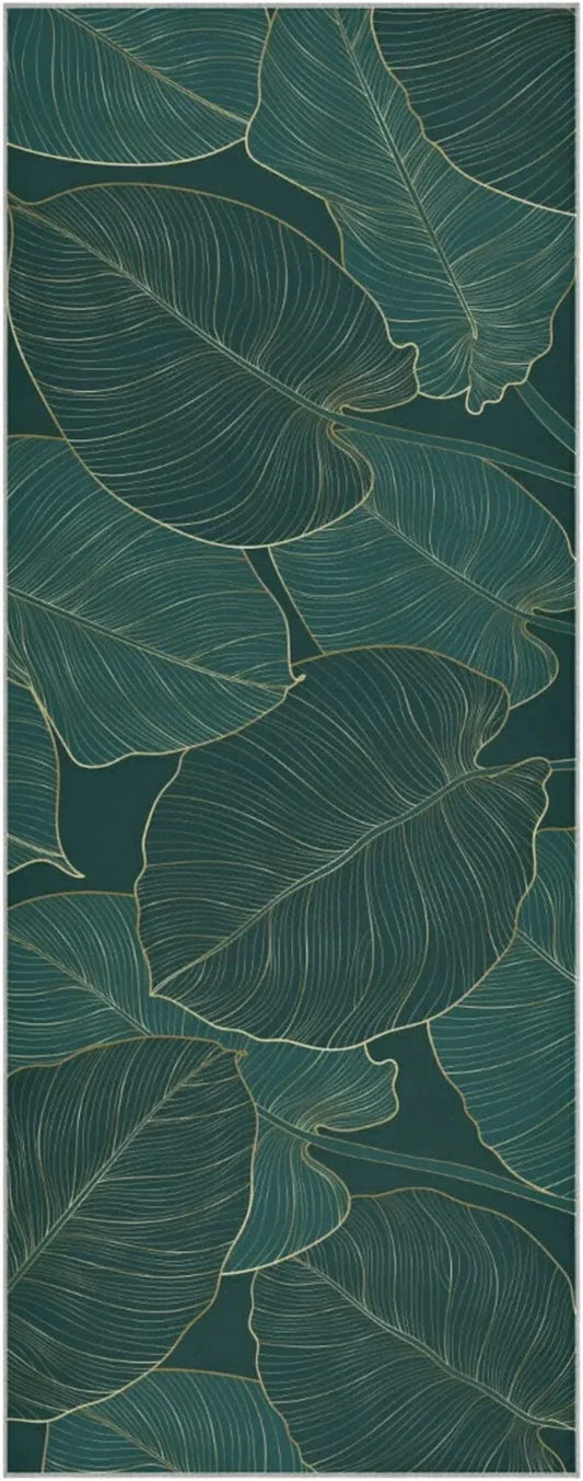 Susiyo Natural Green Leaves Yoga Towel with Storage Mesh Bag Soft Sweat Absorbent Non Slip Hot Yoga Towels Ideal for Women & Men Travel 73" X 27"