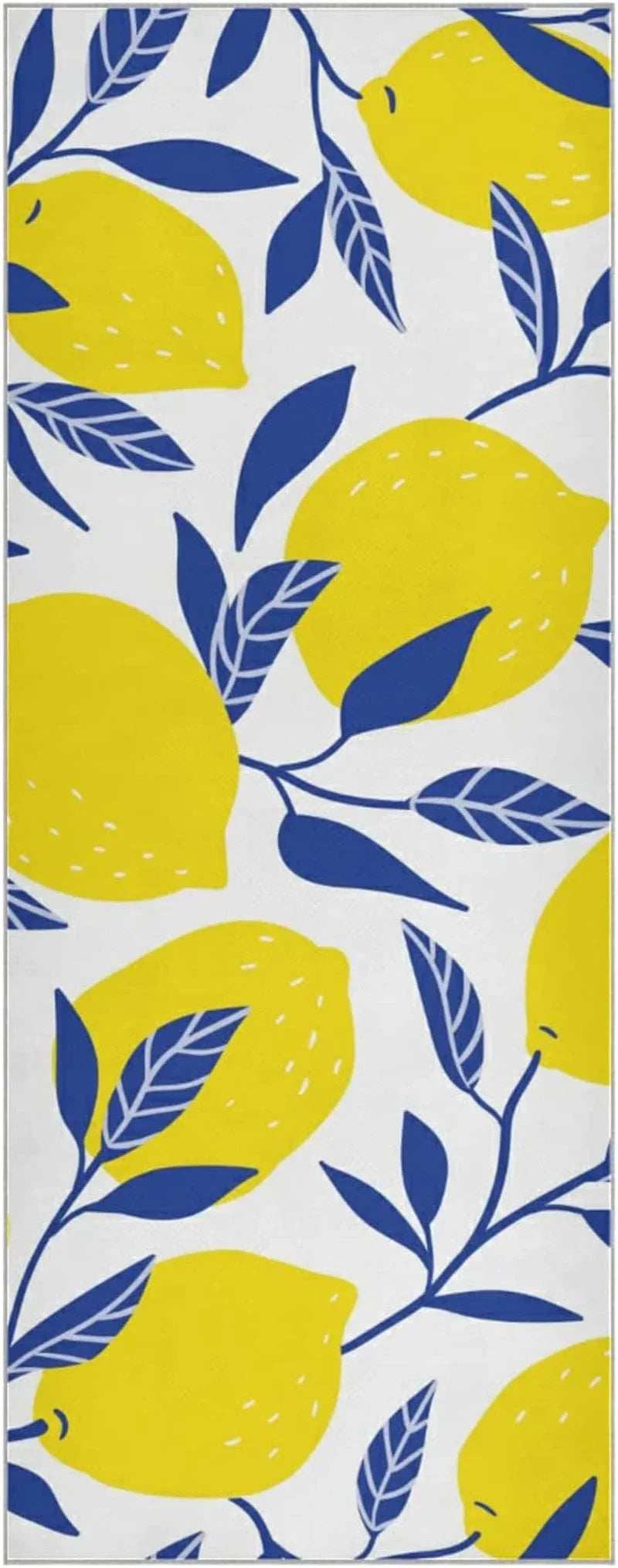 Susiyo Yellow Lemon Blue Leaves Yoga Towel with Storage Mesh Bag Soft Sweat Absorbent Non Slip Hot Yoga Towels Ideal for Women & Men Travel 73" X 27"