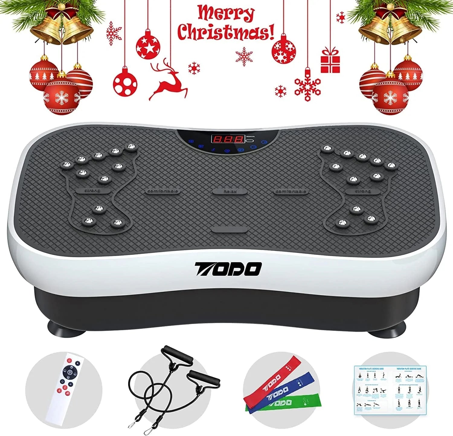 TODO Vibration Plate Exercise Machine Whole Body Vibration Machine for Relieving Muscle Tightness, Remote Control/3 Resistance Loops/Resistance Bands