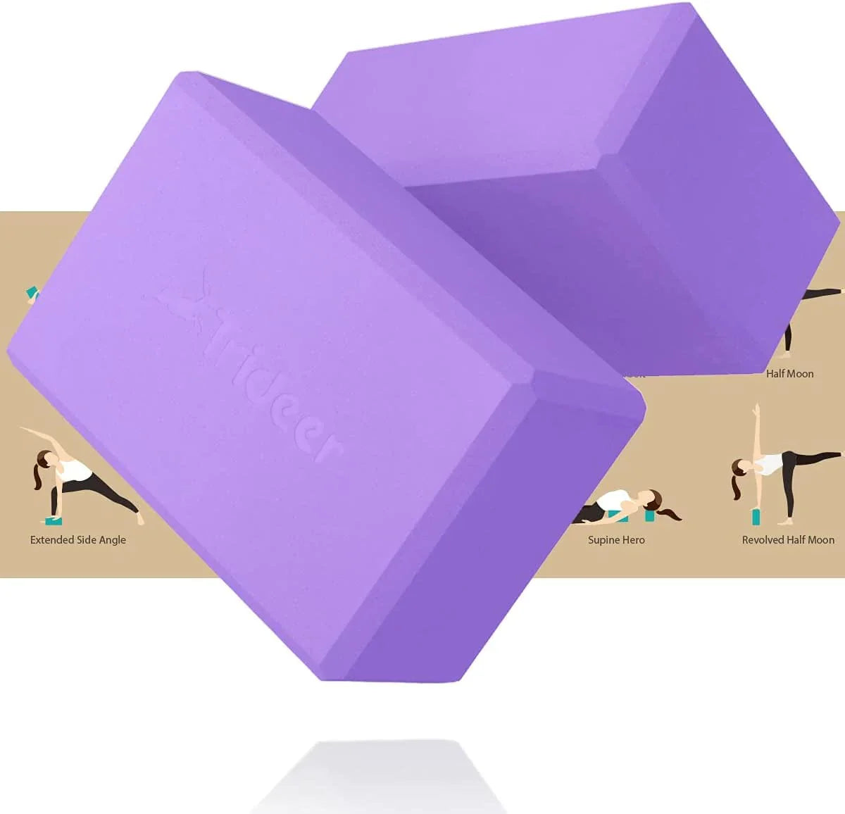 Trideer Yoga Blocks, Yoga Blocks 2 Pack, Premium EVA Foam Blocks with Free Guide, Supportive, Lightweight & Odor Resistant, Yoga Essentials for Yogi & Yogini, Yoga Accessories for Women 9"X6"X4"&9"X6"X3"
