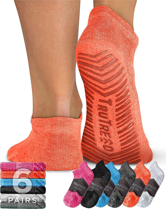 Trutread Pilates Socks with Grips for Women and Men - 6 Pairs Yoga Socks for Women | Yoga Socks for Men | Pure Barre Socks