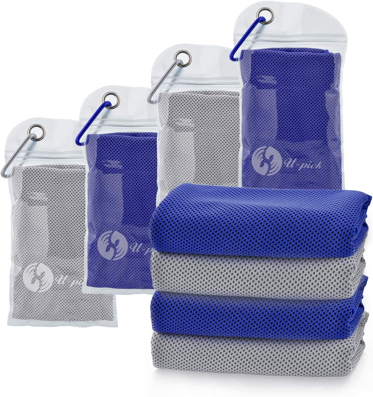 U-Pick 4 Packs Cooling Towel (40"X 12"),Ice Towel for Neck&Head,Microfiber Cool Towel,Soft Breathable Chilly Towel for Yoga,Sport,Gym,Workout,Camping,Fitness,Running,Workout & More Activities