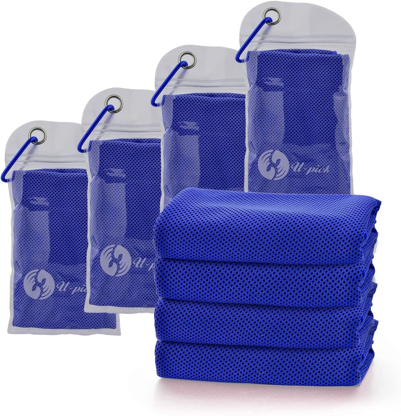 U-Pick 4 Packs Cooling Towel (40"X 12"),Ice Towel for Neck&Head,Microfiber Cool Towel,Soft Breathable Chilly Towel for Yoga,Sport,Gym,Workout,Camping,Fitness,Running,Workout & More Activities