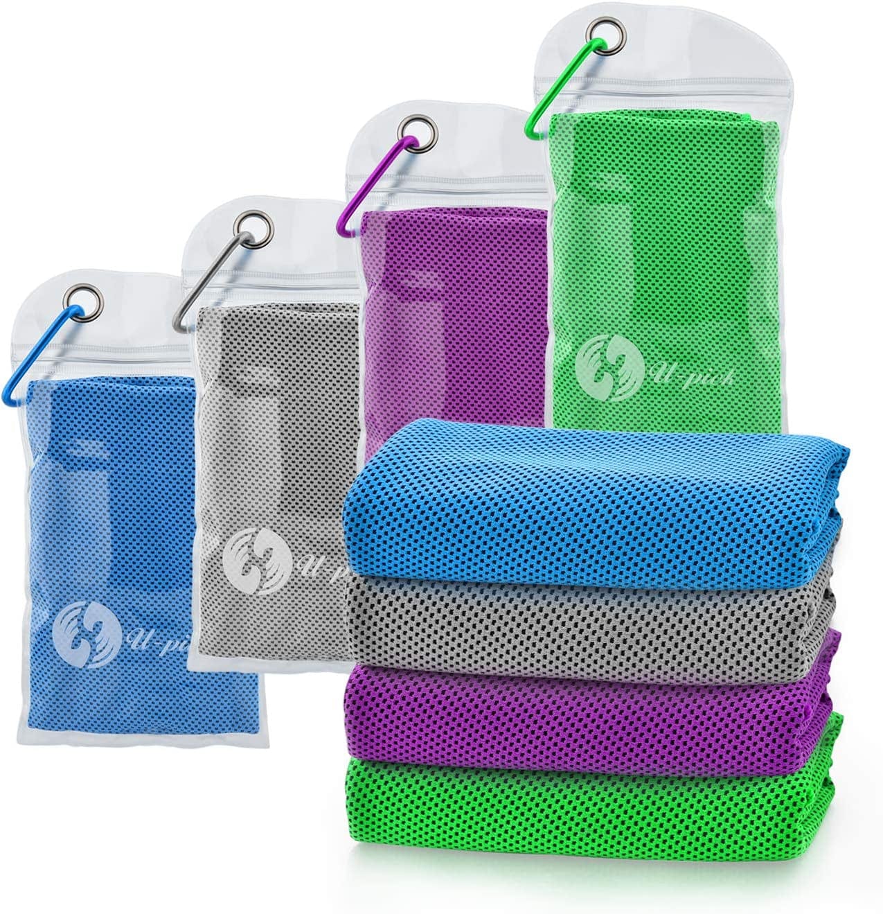 U-Pick 4 Packs Cooling Towel (40"X 12"),Ice Towel for Neck&Head,Microfiber Cool Towel,Soft Breathable Chilly Towel for Yoga,Sport,Gym,Workout,Camping,Fitness,Running,Workout & More Activities