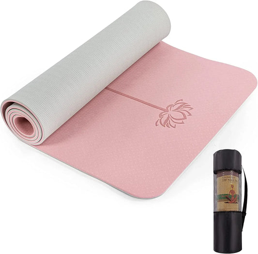 UMINEUX Yoga Mat Extra Thick 1/3'' Non Slip Yoga Mats for Women with Alignment Marks Eco Friendly TPE Fitness Exercise Mat with Carrying Strap & Storage Bag