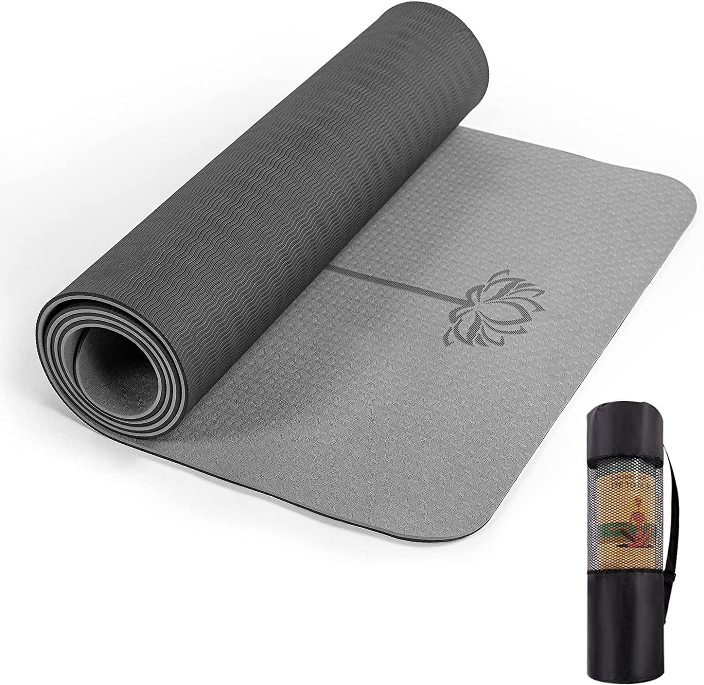 UMINEUX Yoga Mat Extra Thick 1/3'' Non Slip Yoga Mats for Women with Alignment Marks Eco Friendly TPE Fitness Exercise Mat with Carrying Strap & Storage Bag