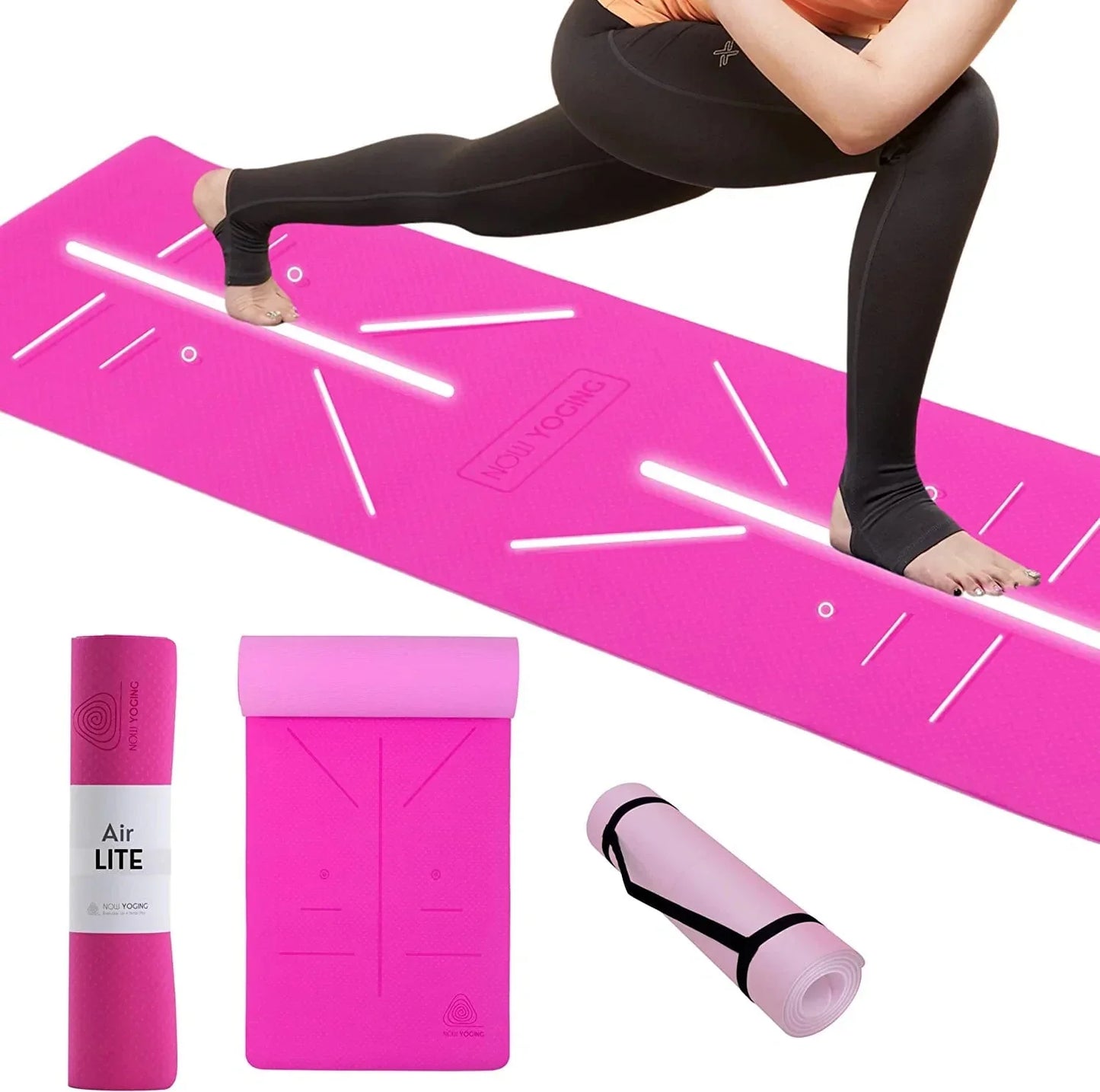 Unbeatable 6Mm Thickness Yoga Mat with Alignment Lines, Free Carrying Strap, Non Slip TPE Surface for Women & Men for Pilates, Fitness, Home Exercise(Air LITE)