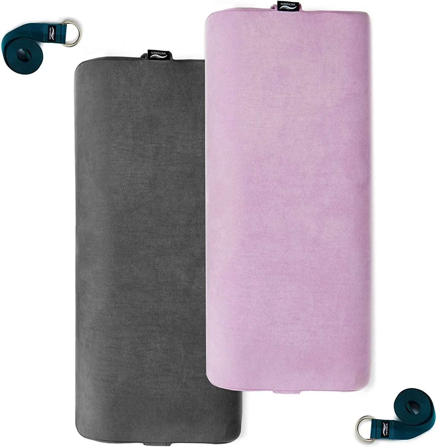 Victorem Yoga Bolster Pillow - Meditation Pillow with Extra Machine Washable Cover - Yoga Bolster Rectangular with Handle - Yoga Bolster for Restorative Yoga - Yoga Pillow Cushion - Strap Included