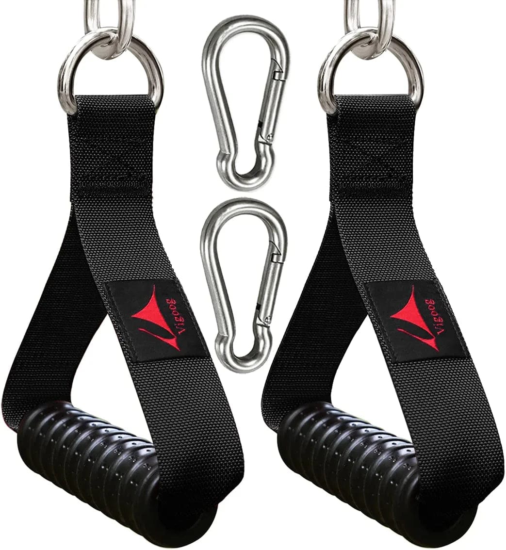 Vigoog Heavy Duty Gym Exercise Handles Attachment for Cable Machine,Resistance Band,Pulley System Home Fitness Workout Equipment, with Elastic Rubber Grip and 2 Large Carabiners
